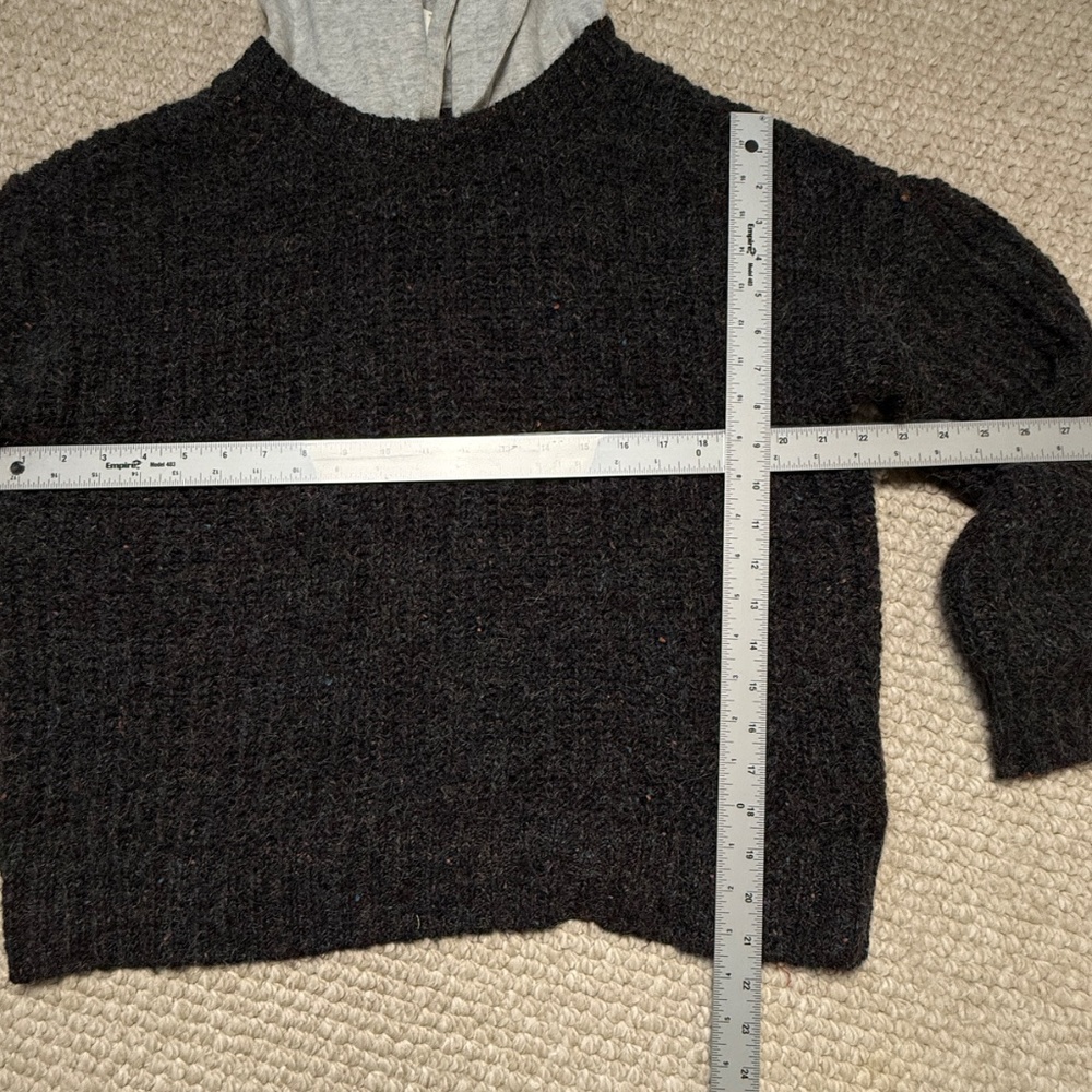 AERIE Offline Ribbed Knit Sweater Hoodie Charcoal Heather Gray S  Multicolor NWT - Picture 7 of 11
